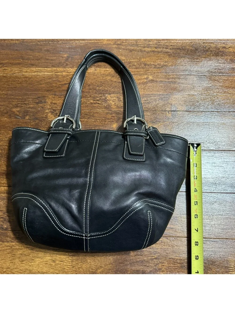 Vintage Y2K Coach Soho Buckle Adjustable Shoulder Bag Black Leather Tote 9544